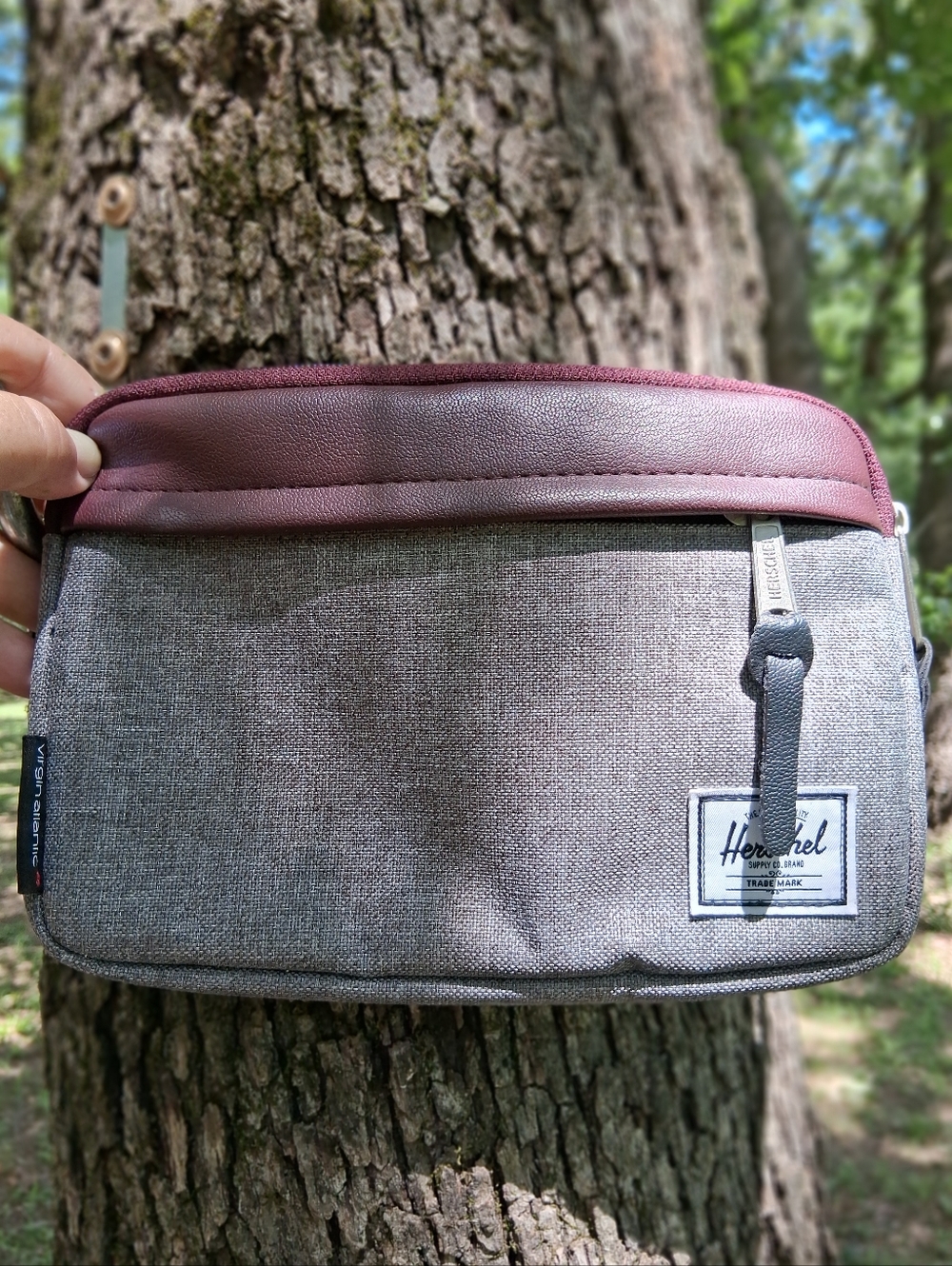 Herschel Supply Company Gray Toiletry Bag with Burgundy Trim